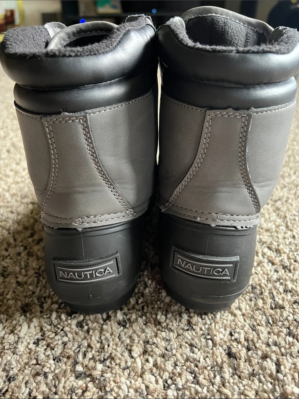 Nautica Charcoal and Black Waterproof Lace-Up Boots